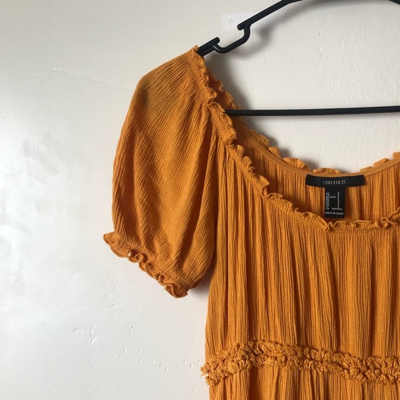 Forever21 Beautiful Yellow Puff Sleeve Dress - Picture 2 of 4